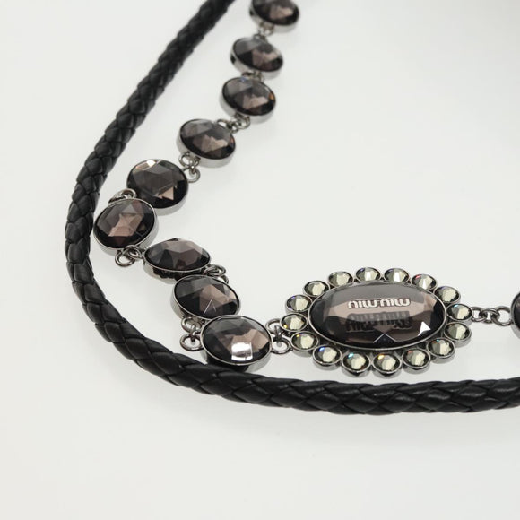 Miu Miu Matelasse Bijoux Shoulder Bag Leather Black Auth am7147AV