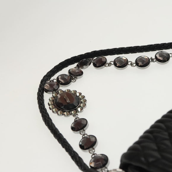 Miu Miu Matelasse Bijoux Shoulder Bag Leather Black Auth am7147AV