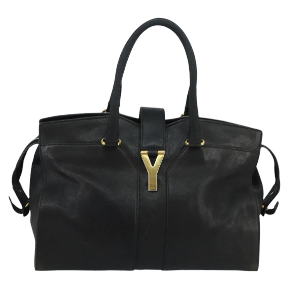 SAINT LAURENT Cavas Chic Hand Bag Leather Black Gold 279079 Auth am7157