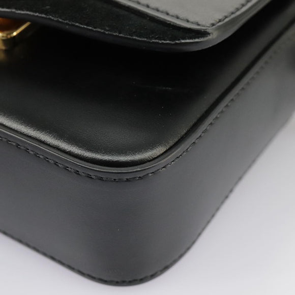 Chloe Mini Hand Bag Leather 2way Black Gold Auth am7172V