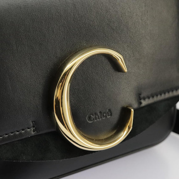 Chloe Mini Hand Bag Leather 2way Black Gold Auth am7172V