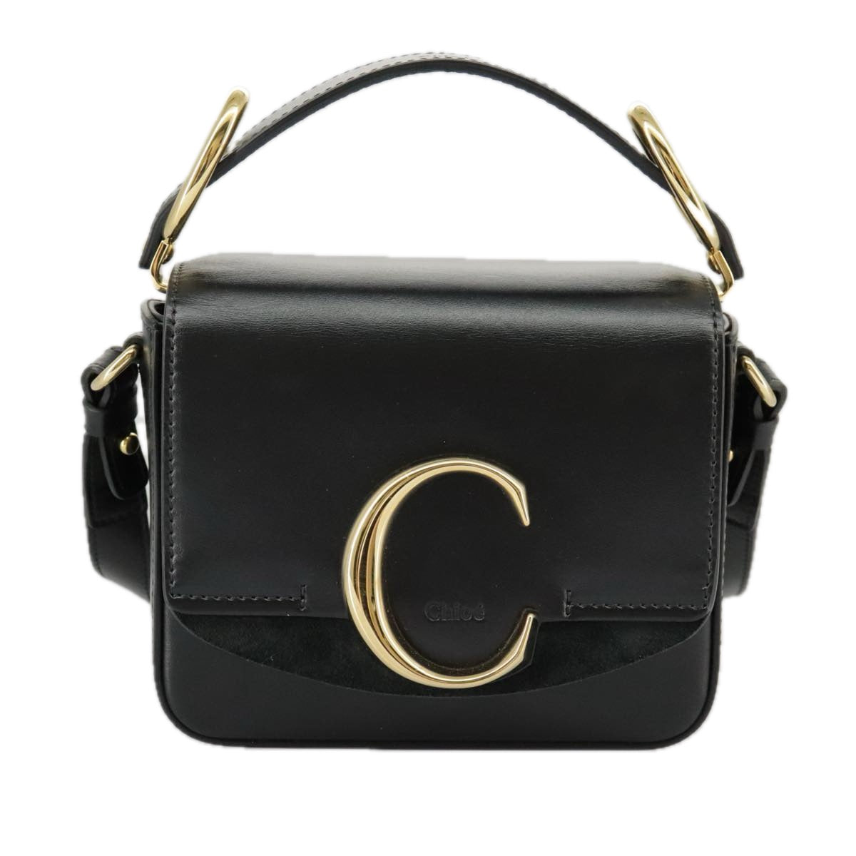 Chloe Mini Hand Bag Leather 2way Black Gold Auth am7172 - 0