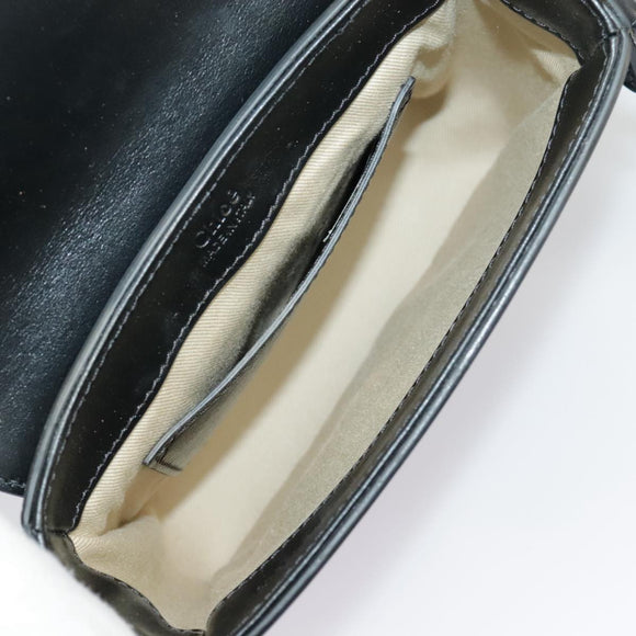 Chloe Mini Hand Bag Leather 2way Black Gold Auth am7172V