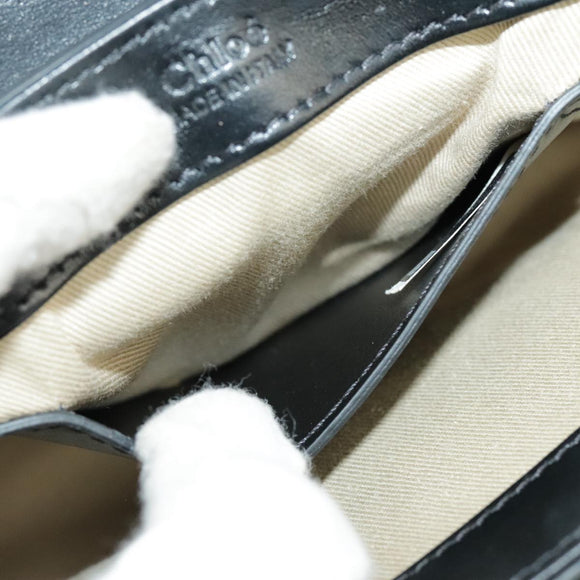 Chloe Mini Hand Bag Leather 2way Black Gold Auth am7172V