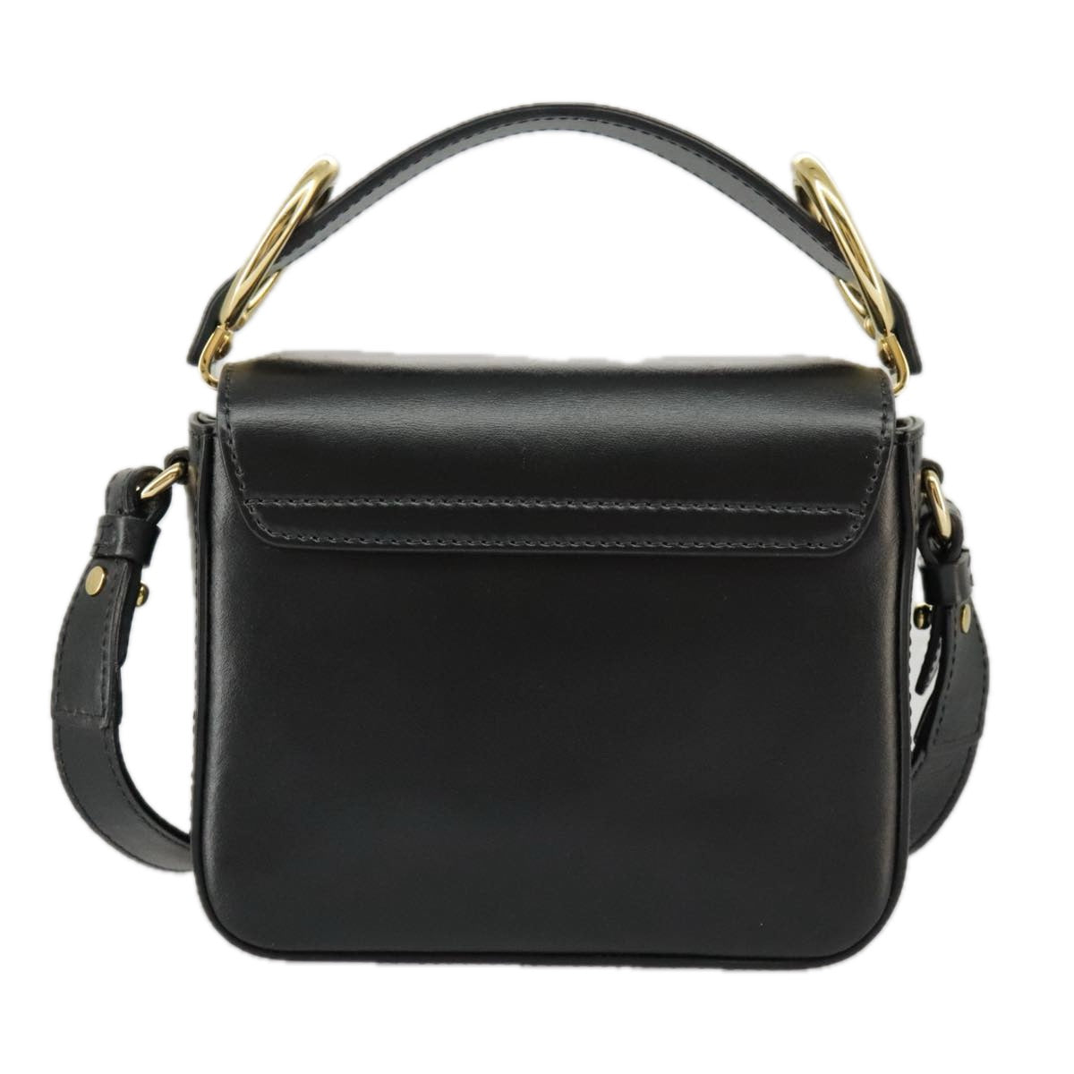 Chloe Mini Hand Bag Leather 2way Black Gold Auth am7172