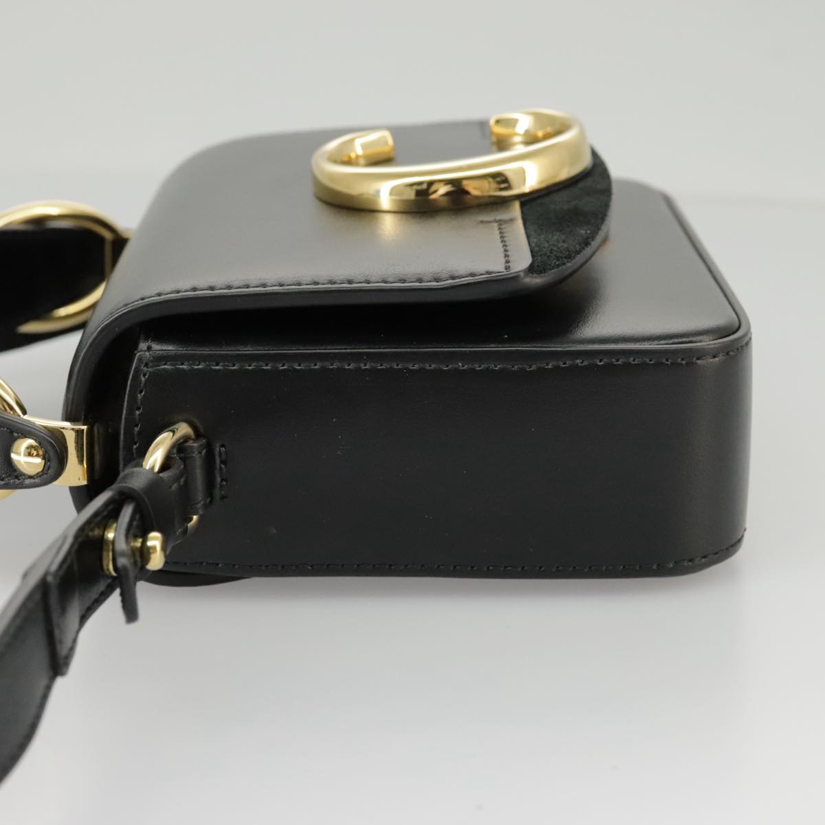 Chloe Mini Hand Bag Leather 2way Black Gold Auth am7172