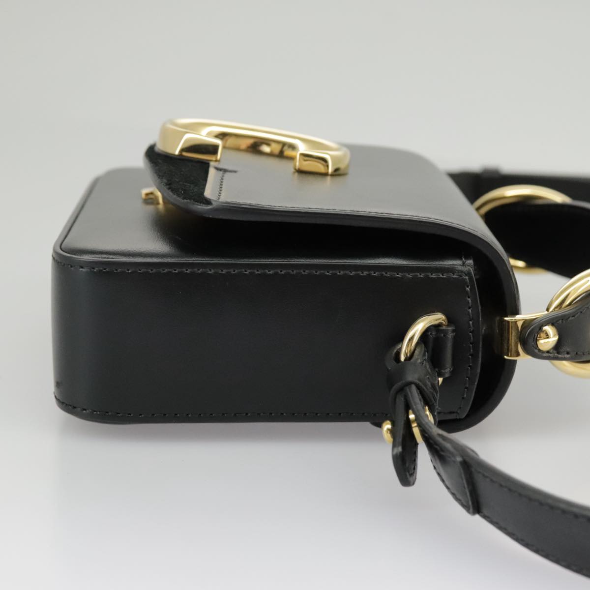 Chloe Mini Hand Bag Leather 2way Black Gold Auth am7172