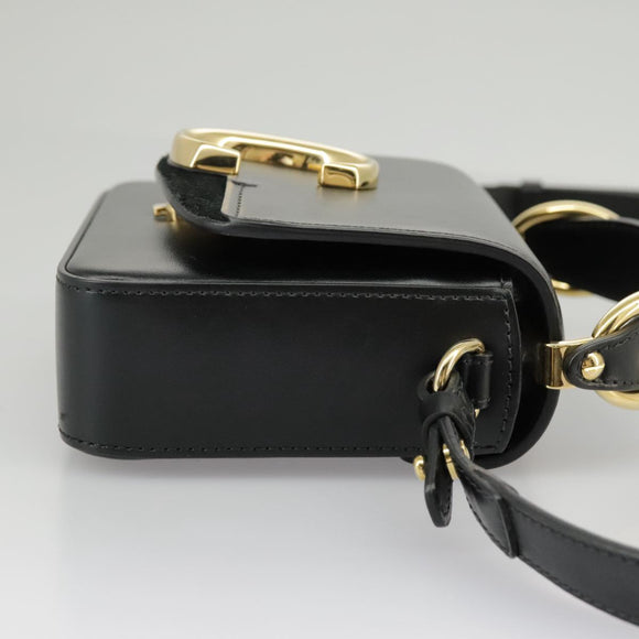 Chloe Mini Hand Bag Leather 2way Black Gold Auth am7172V