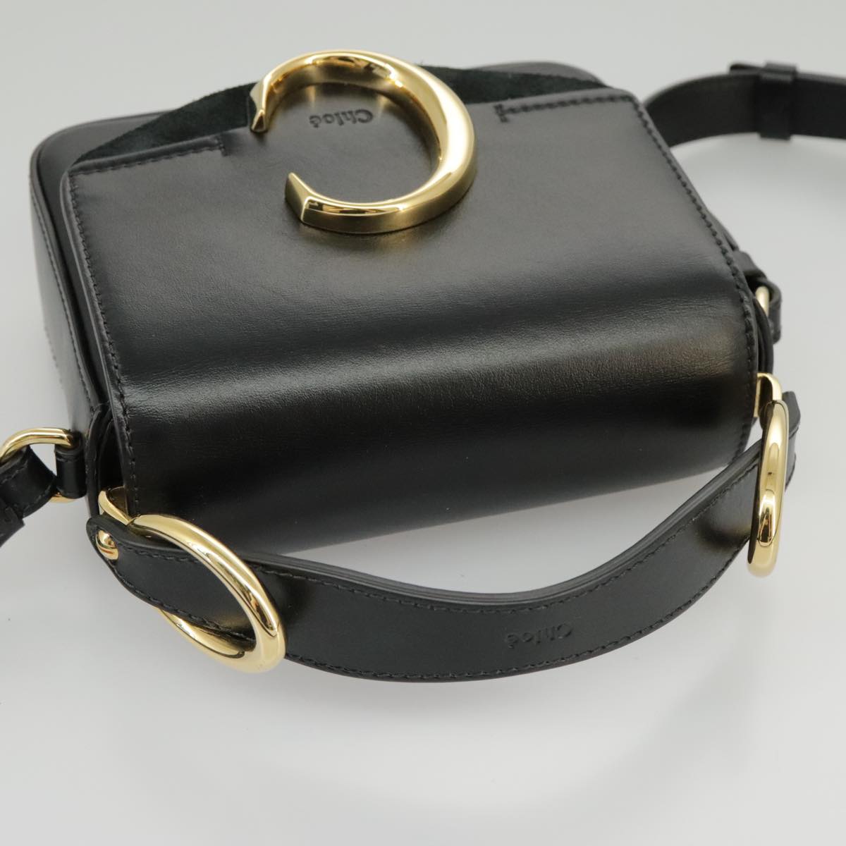 Chloe Mini Hand Bag Leather 2way Black Gold Auth am7172