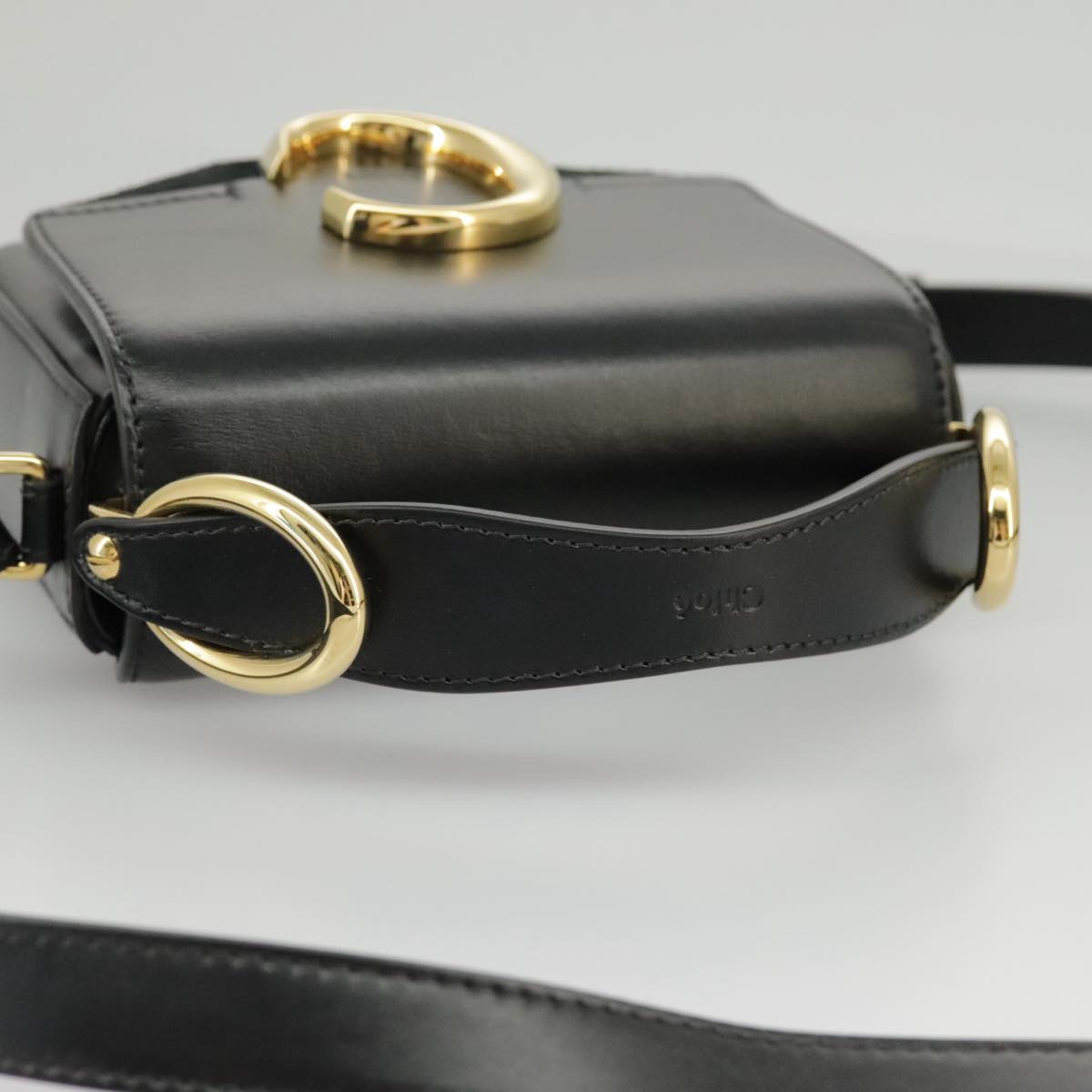 Chloe Mini Hand Bag Leather 2way Black Gold Auth am7172