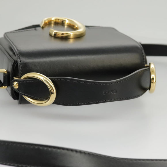 Chloe Mini Hand Bag Leather 2way Black Gold Auth am7172V