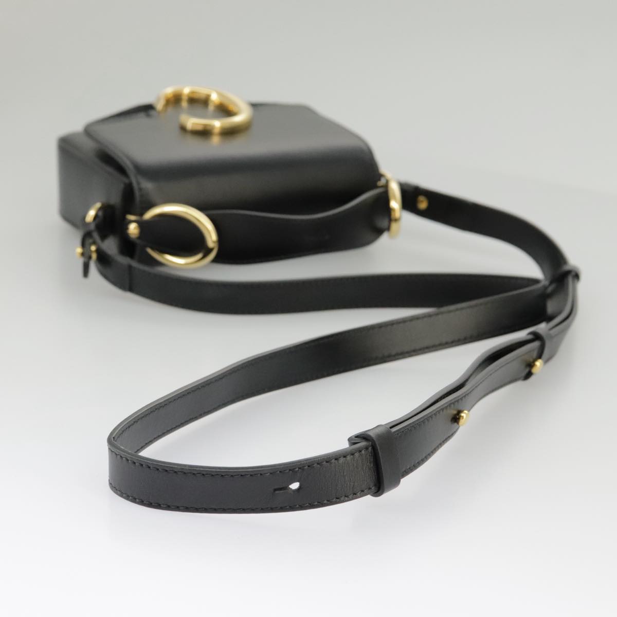 Chloe Mini Hand Bag Leather 2way Black Gold Auth am7172