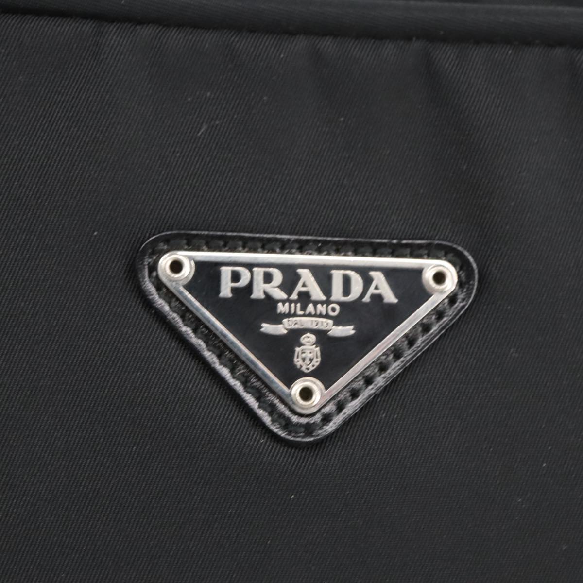 PRADA Hand Bag Nylon Silver Black Auth am7174