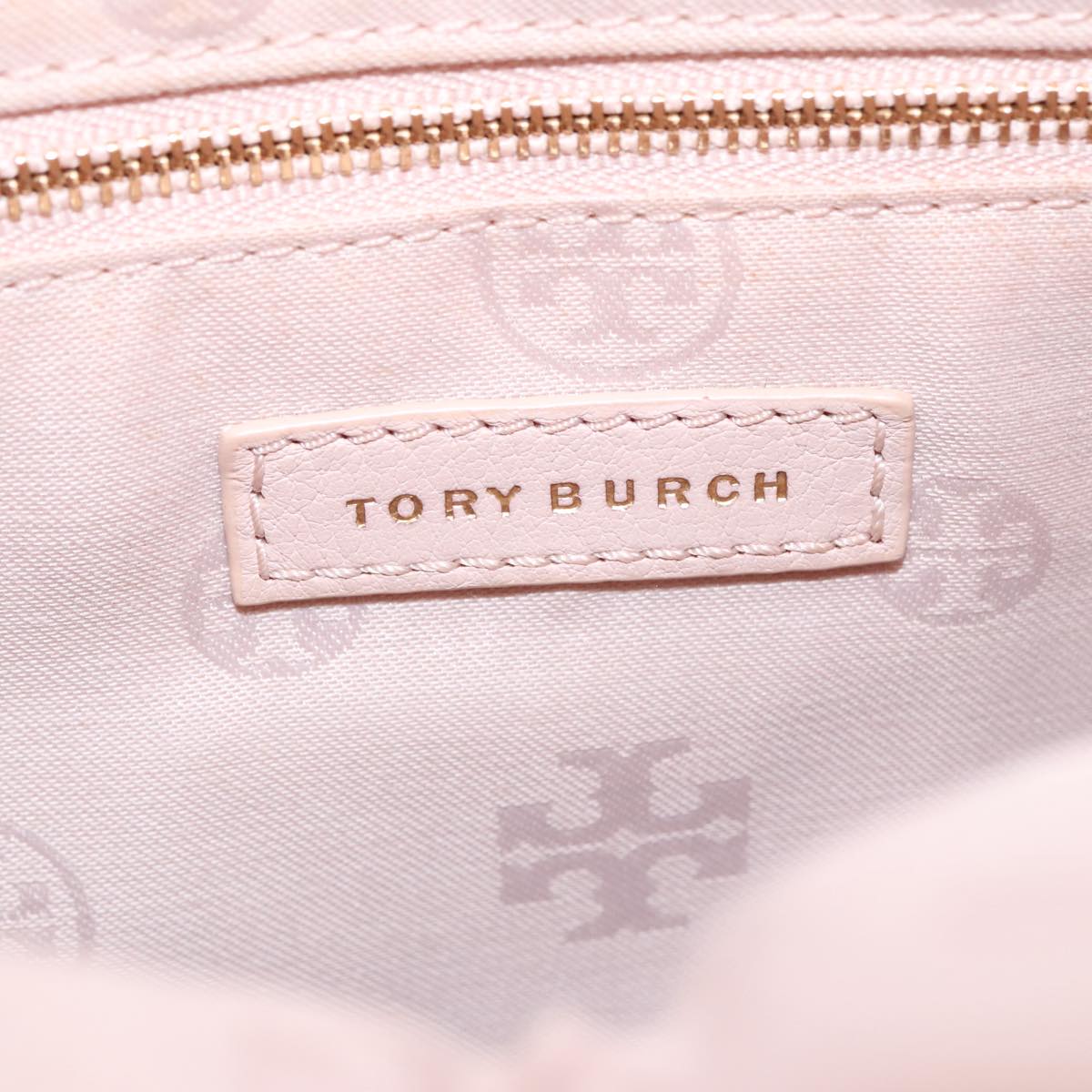 TORY BURCH Shoulder Bag Leather Pink Gold Auth am7175