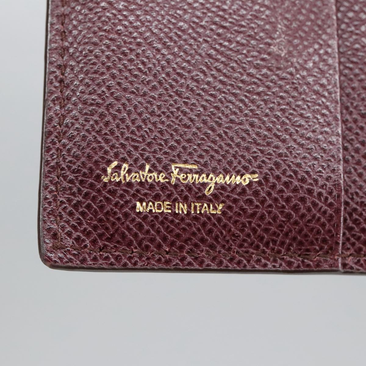 Salvatore Ferragamo Gancini Wallet Leather Bordeaux Gold Auth am7182