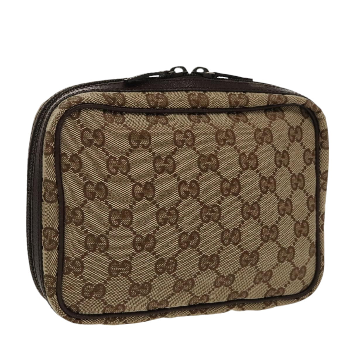 GUCCI GG Canvas Pouch Beige Auth am7191