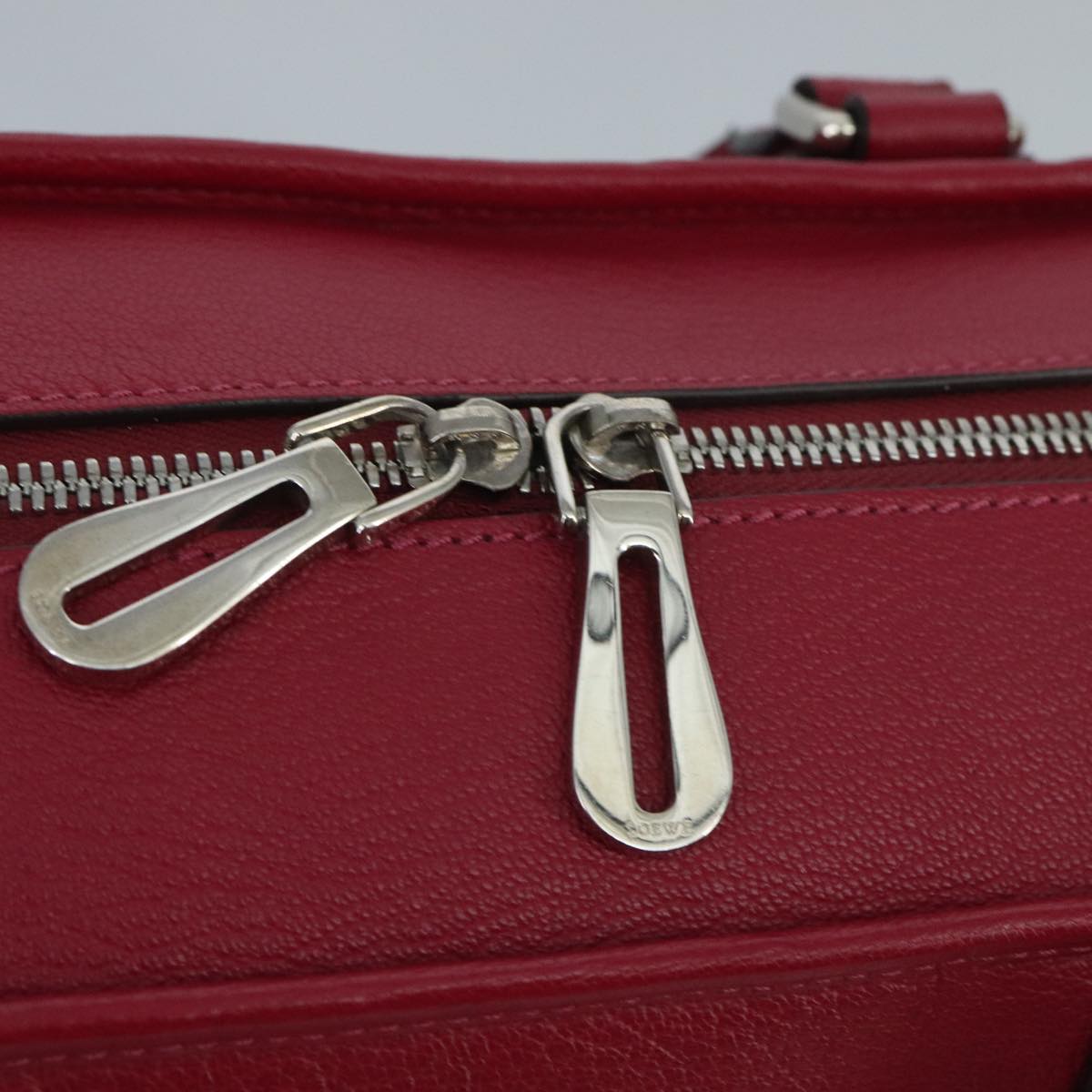 LOEWE Anagram Amazona 36 Hand Bag Leather Red Silver Auth am7195