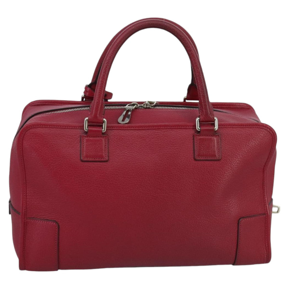 LOEWE Anagram Amazona 36 Hand Bag Leather Red Silver Auth am7195 - 0