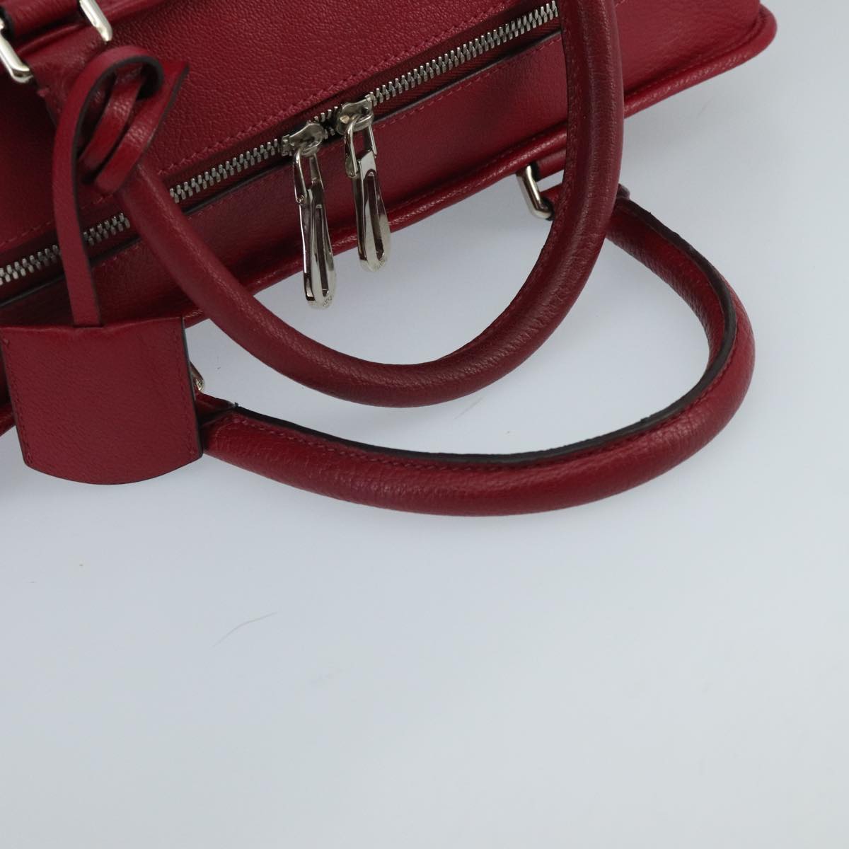 LOEWE Anagram Amazona 36 Hand Bag Leather Red Silver Auth am7195