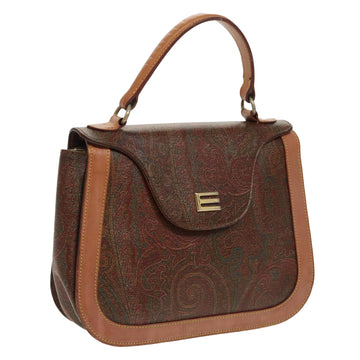 ETRO Paisley Hand Bag PVC Leather Brown Auth am7198