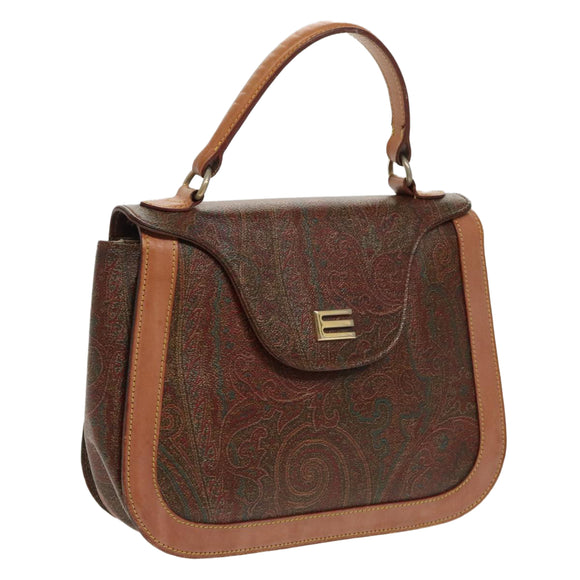ETRO Paisley Hand Bag PVC Leather Brown Auth am7198