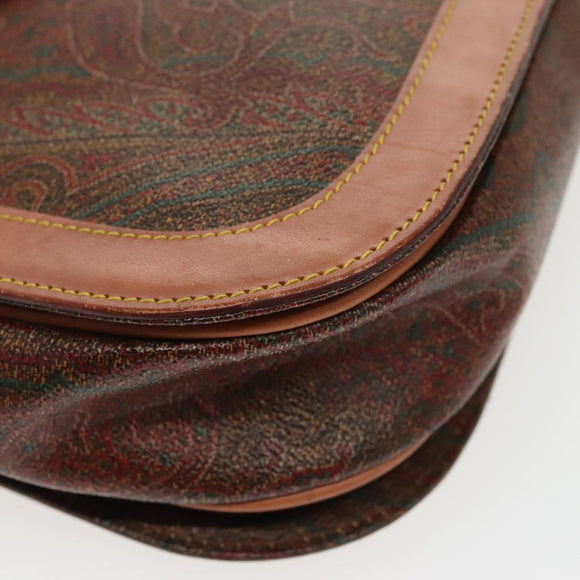 ETRO Paisley Hand Bag PVC Leather Brown Auth am7198
