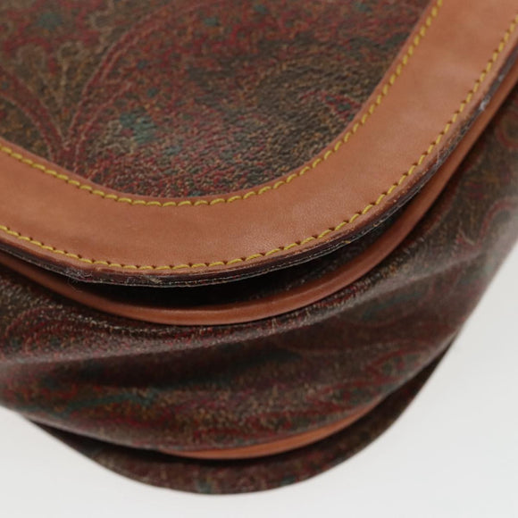 ETRO Paisley Hand Bag PVC Leather Brown Auth am7198