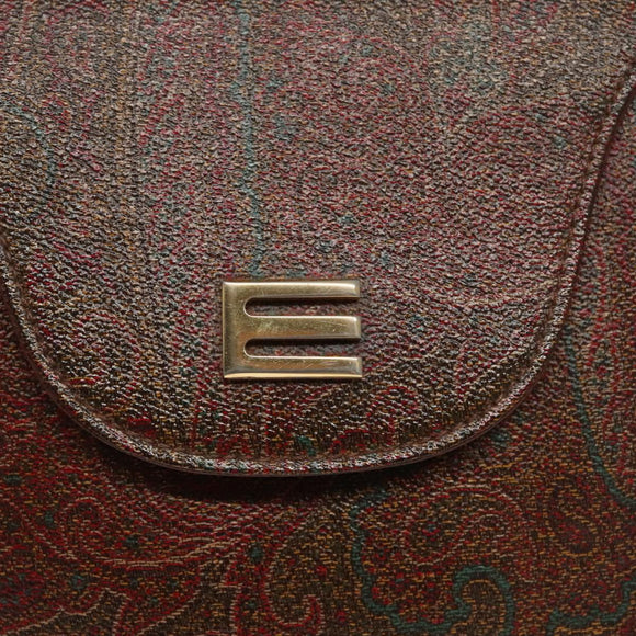 ETRO Paisley Hand Bag PVC Leather Brown Auth am7198