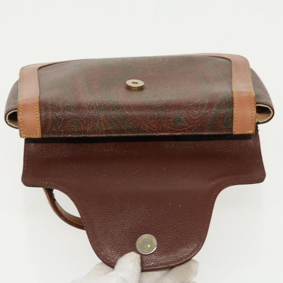 ETRO Paisley Hand Bag PVC Leather Brown Auth am7198