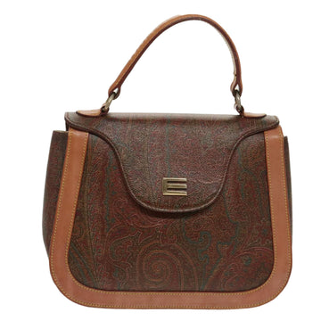 ETRO Paisley Hand Bag PVC Leather Brown Auth am7198 - 0