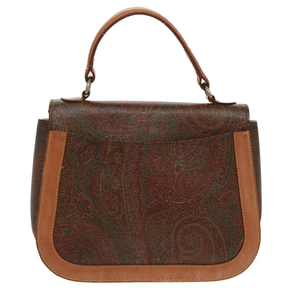 ETRO Paisley Hand Bag PVC Leather Brown Auth am7198