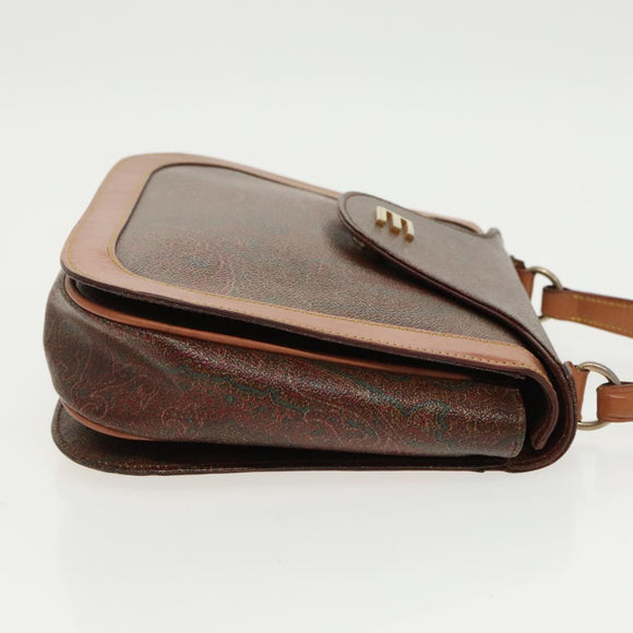 ETRO Paisley Hand Bag PVC Leather Brown Auth am7198