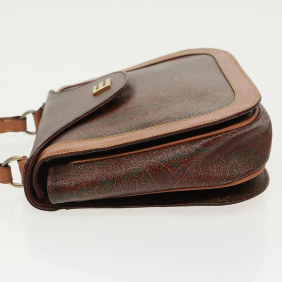 ETRO Paisley Hand Bag PVC Leather Brown Auth am7198