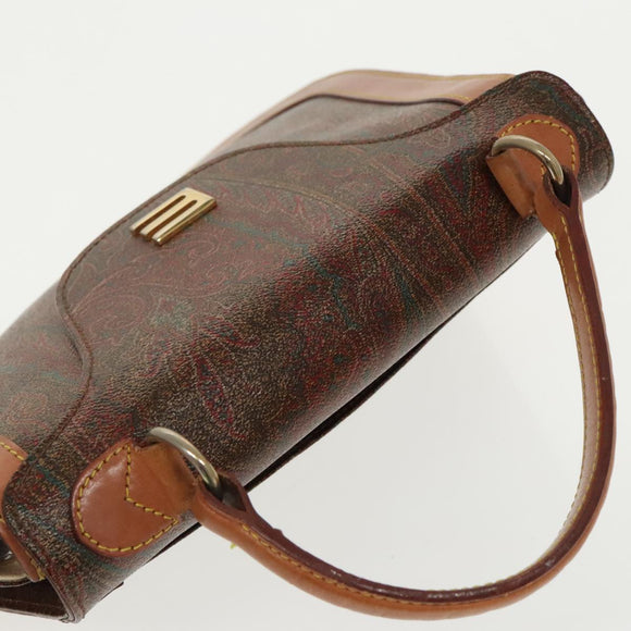 ETRO Paisley Hand Bag PVC Leather Brown Auth am7198