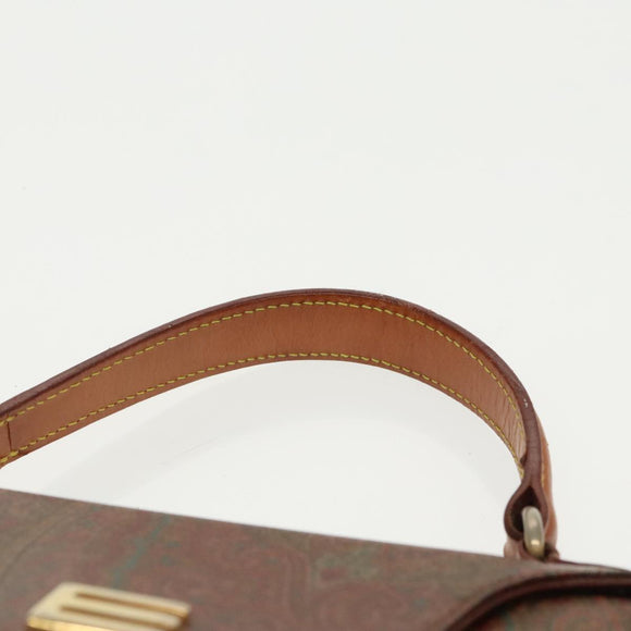 ETRO Paisley Hand Bag PVC Leather Brown Auth am7198