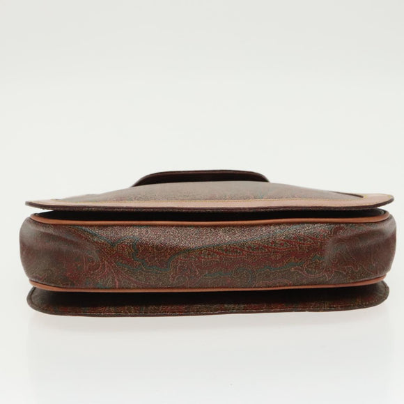 ETRO Paisley Hand Bag PVC Leather Brown Auth am7198