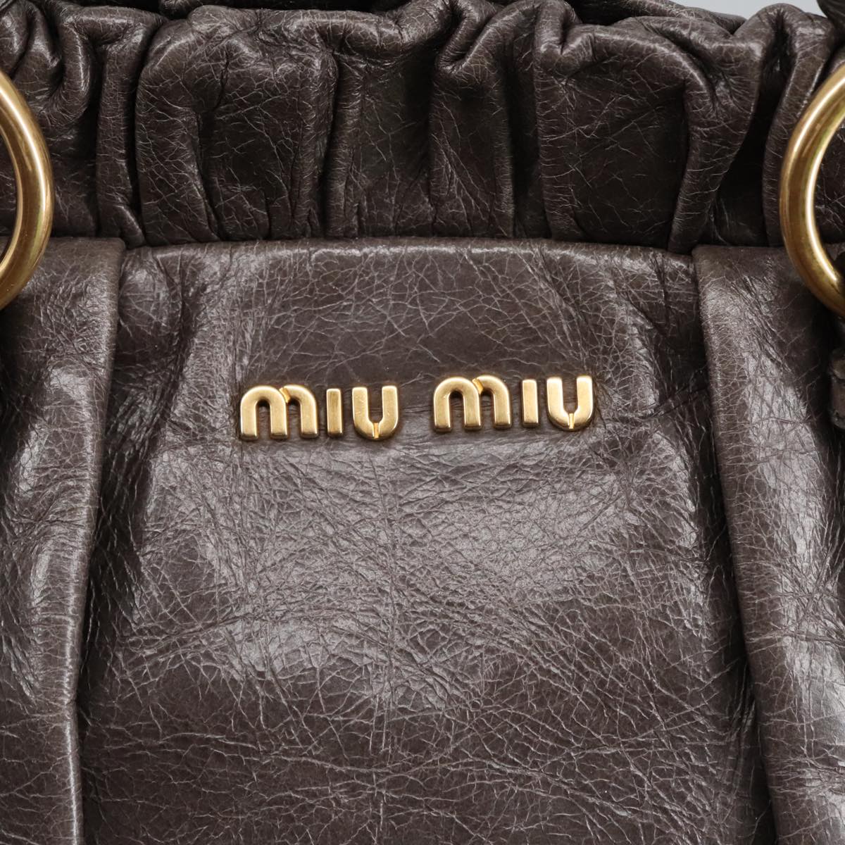 Miu Miu Tote Bag Leather 2way Gray Gold Auth am7203