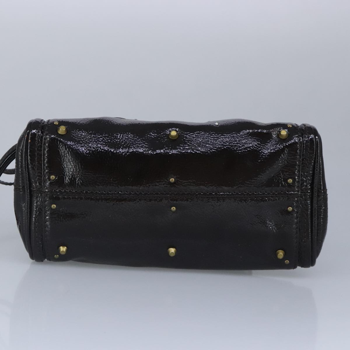 Chloe Paddington Hand Bag Enamel Black Gold Silver Auth am7216