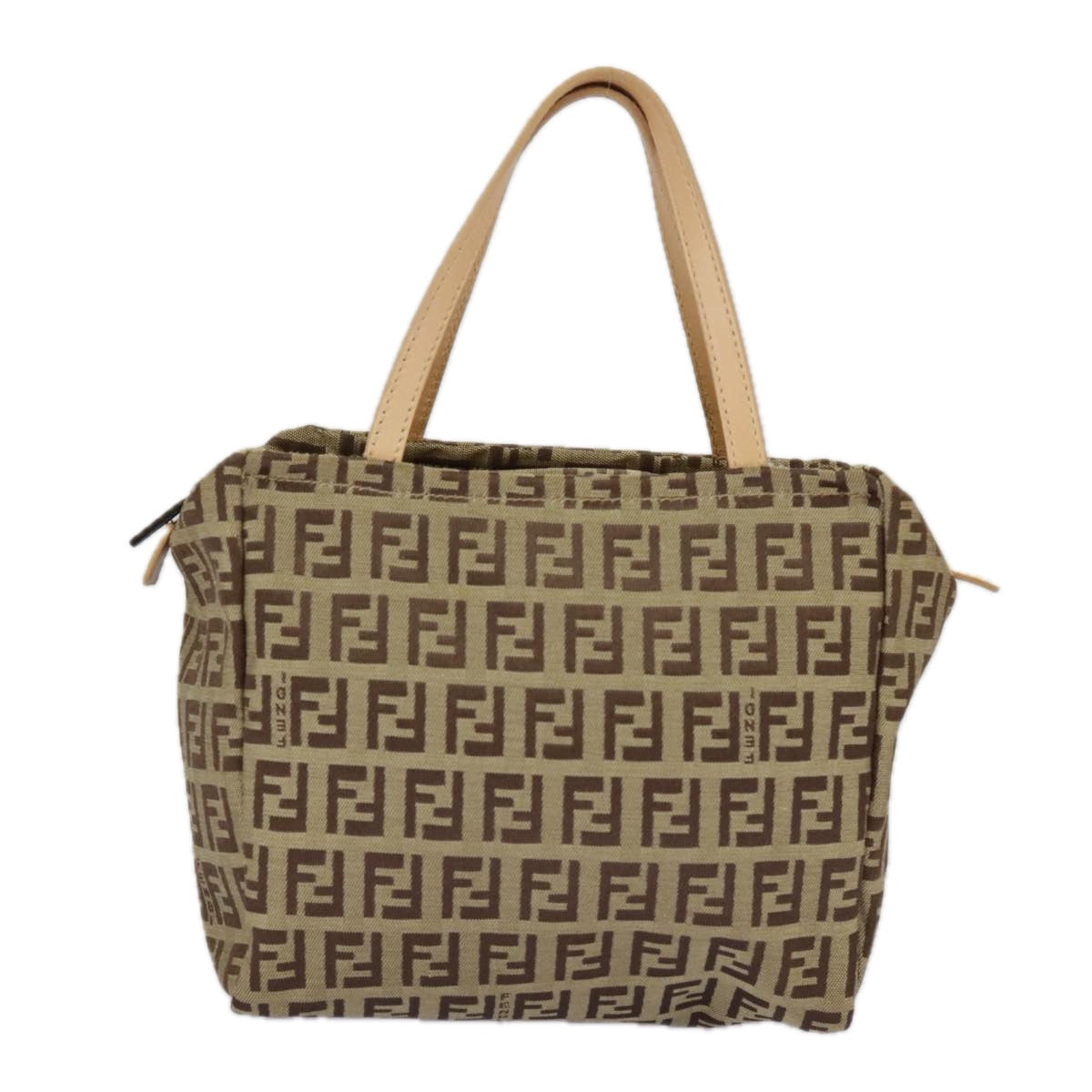 FENDI Zucchino Canvas Hand Bag Beige Auth am7218