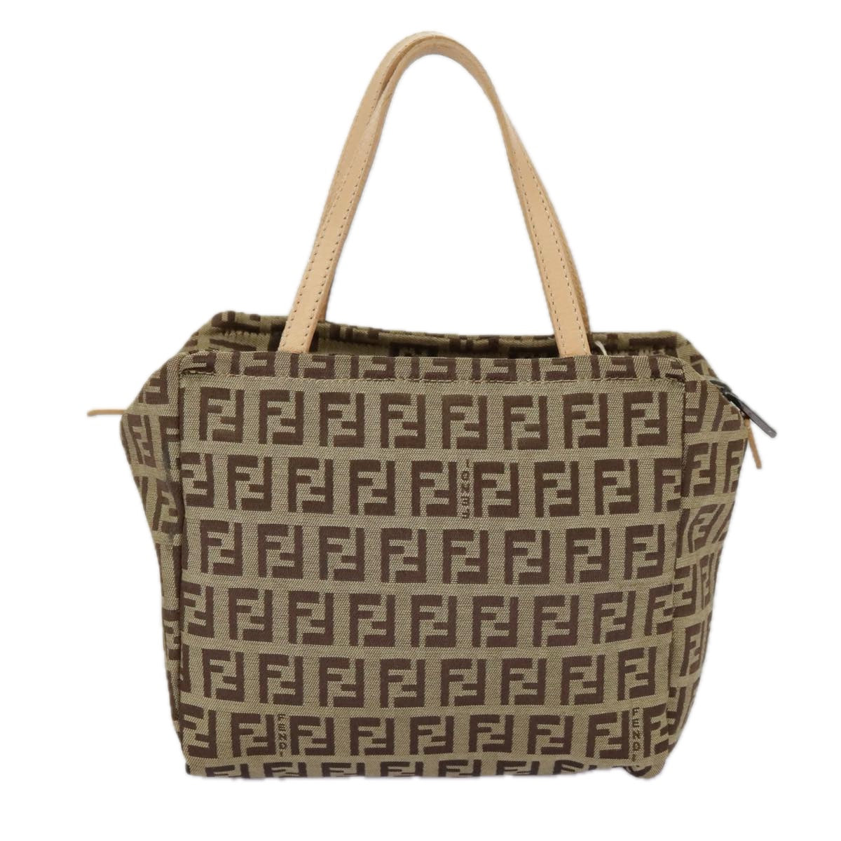 FENDI Zucchino Canvas Hand Bag Beige Auth am7218 - 0