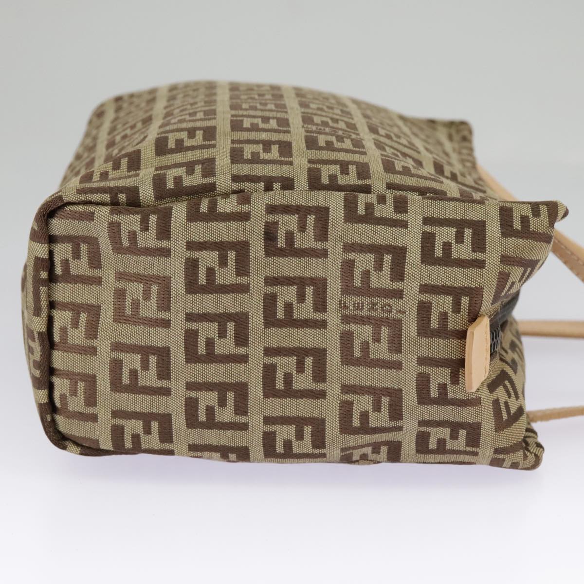 FENDI Zucchino Canvas Hand Bag Beige Auth am7218