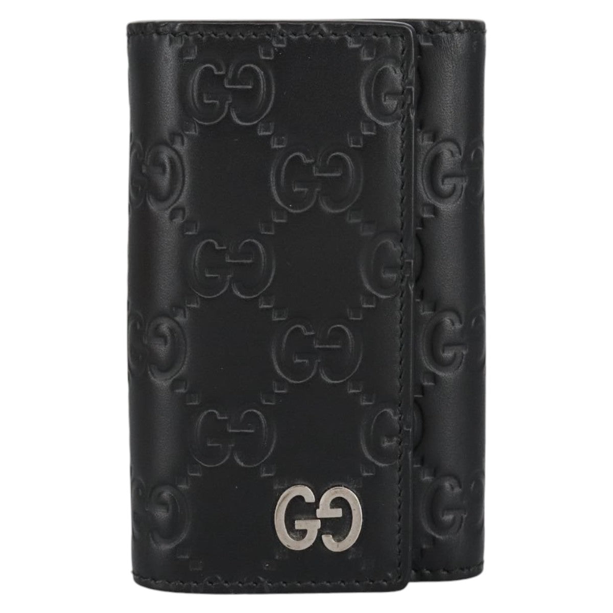 GUCCI GG Canvas Guccissima Key Case Leather Black 473924 Auth am7224 - 0