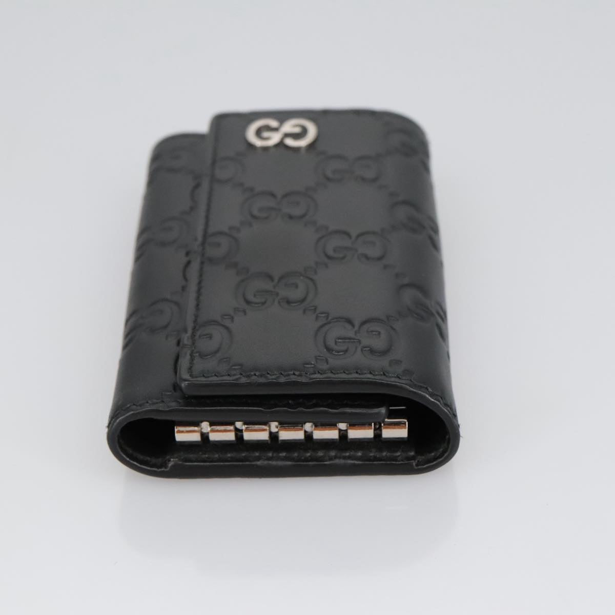 GUCCI GG Canvas Guccissima Key Case Leather Black 473924 Auth am7224