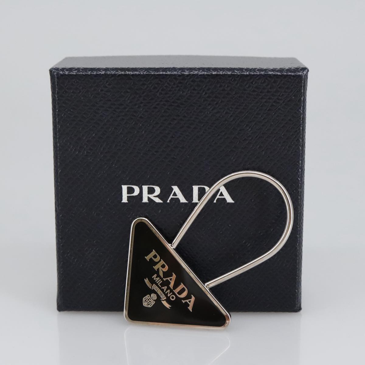 PRADA Key Ring metal Black Auth am7227