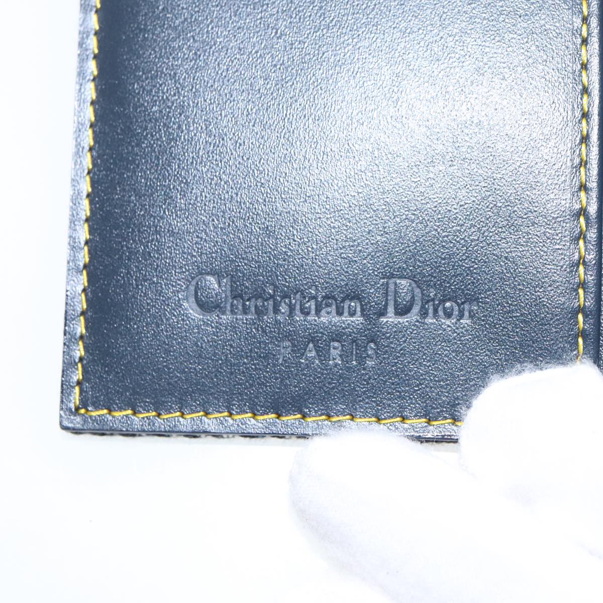 Christian Dior Trotter Canvas Wallet Navy Gold Auth am7239