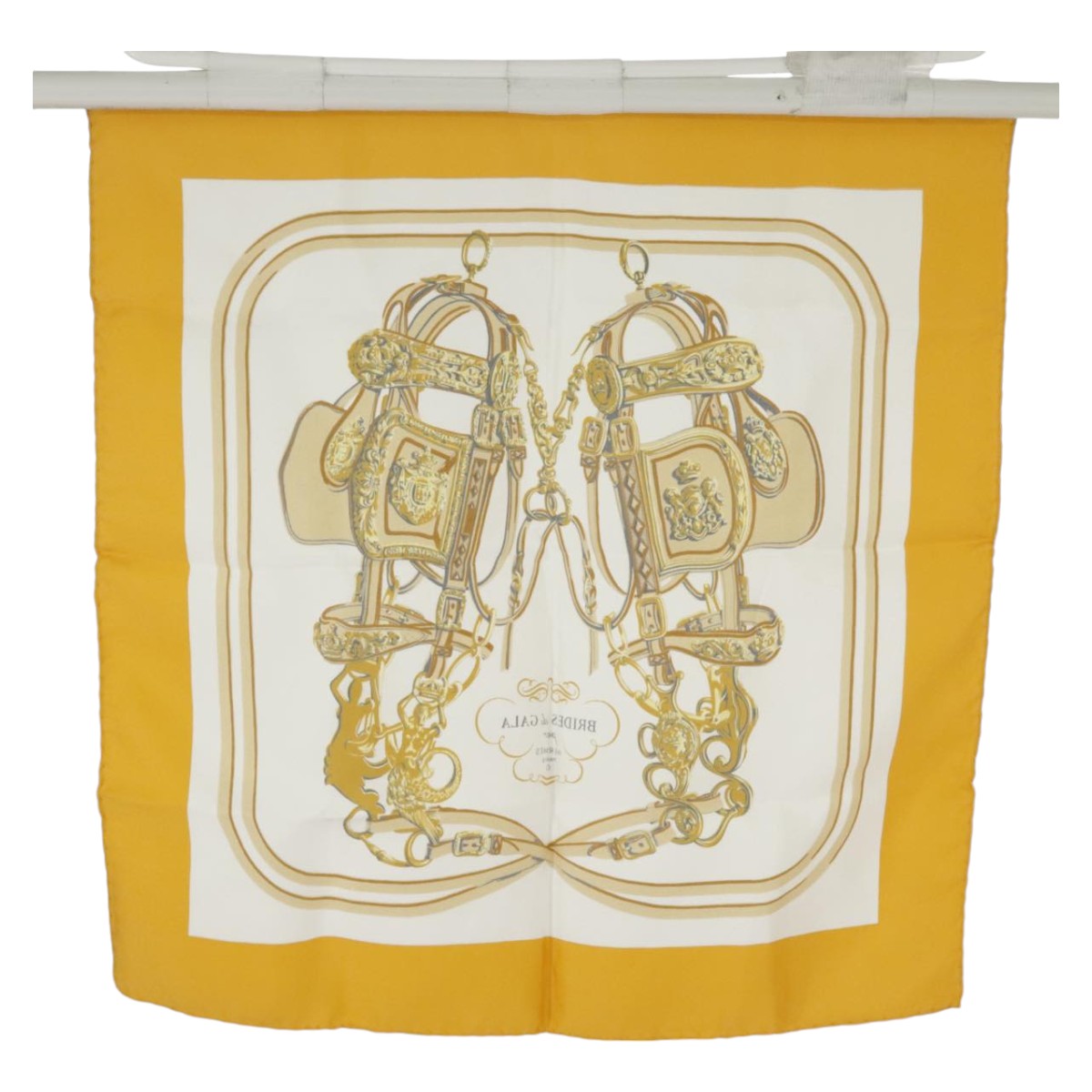 HERMES Carre 40 Scarf ""BRIDES de GALA"" Silk Yellow Auth am7241 - 0