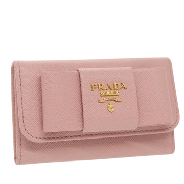 PRADA Key Case Safiano leather Pink Auth am7245