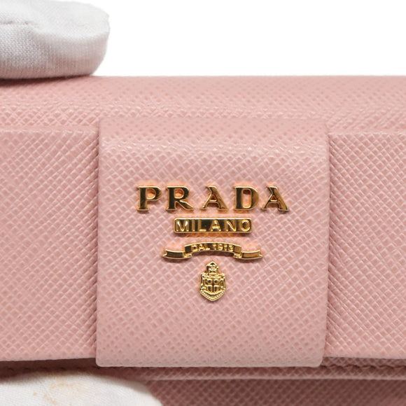 PRADA Key Case Safiano leather Pink Auth am7245