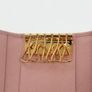 PRADA Key Case Safiano leather Pink Auth am7245-9