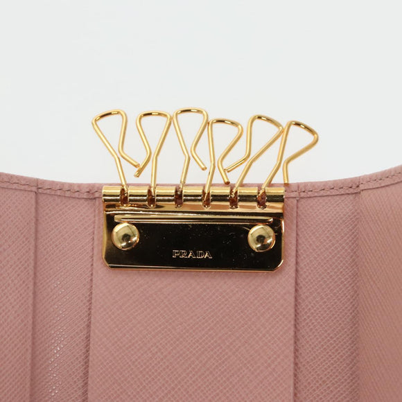 PRADA Key Case Safiano leather Pink Auth am7245